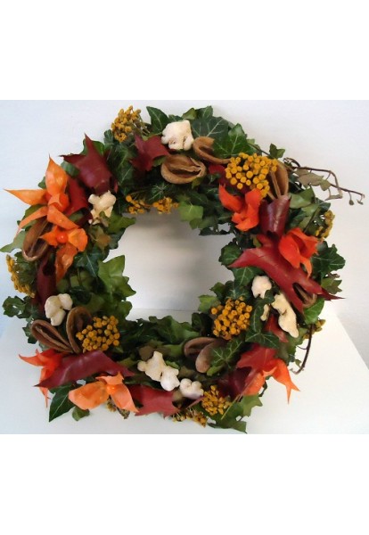 Věnec z břečťanu, physalis, zázvoru, vrotiče, quercusu M