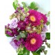 Hortenzie, gerbery a růže v růžové a fialové