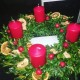 Adventní věnec neopadavý, buxus, jablíčka, pomeranče, červené svíčky